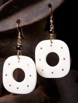 Rounded Bone Earrings with Brass Inlay (#73) - Kenya (1 pair left!) 1